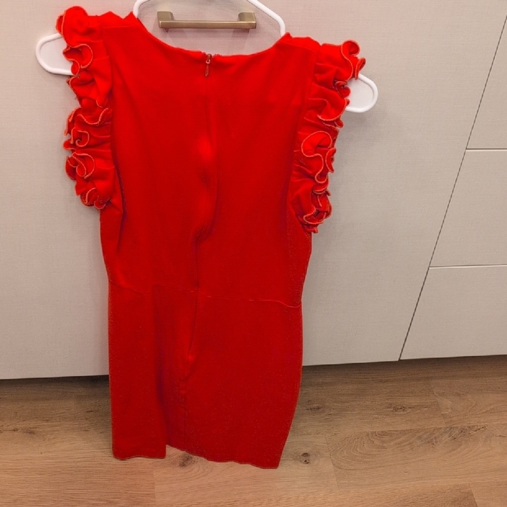 Amanda Uprichard Red Ruffled Mini Dress - Picture 3 of 3